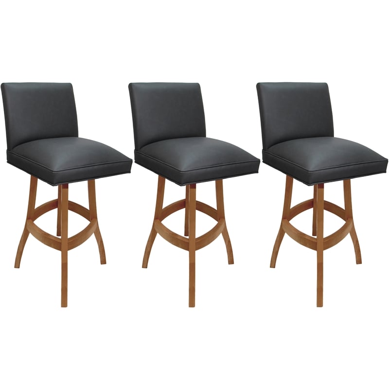 Pemberly Row Set of 3 Swivel Wood Bar Stools 30