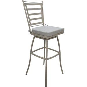 Pemberly Row Outdoor or Indoor Metal Bar Stool 30&quot in White Fabric in Beige