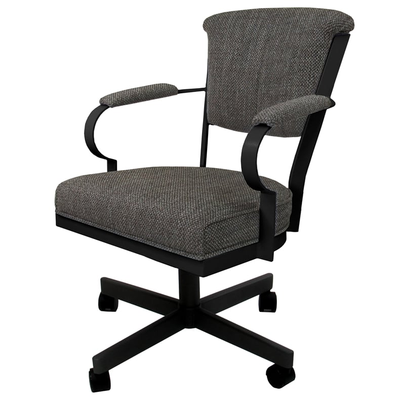 Pemberly Row Set of 4 Swivel Metal Caster Dining Chairs on Wheels