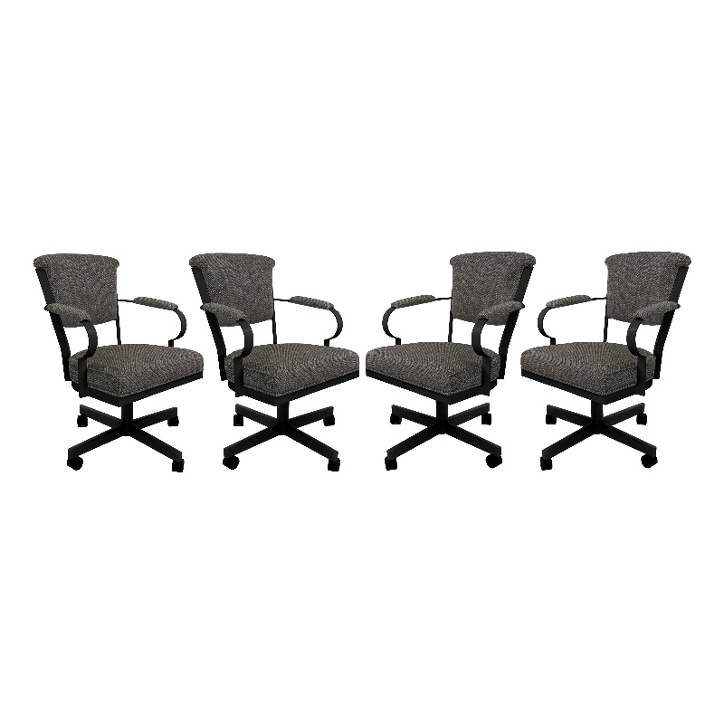 Pemberly Row Set of 4 Swivel Metal Caster Dining Chairs on Wheels