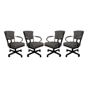 Pemberly Row Set of 4 Swivel Metal Caster Dining Chairs on Wheels