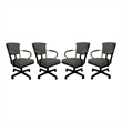 Pemberly Row Set of 4 Swivel Metal Caster Dining Chairs on Wheels
