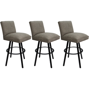 Pemberly Row Set of 3 Swivel Metal Counter Stools 26&quot in Cocoa Fabric Brown