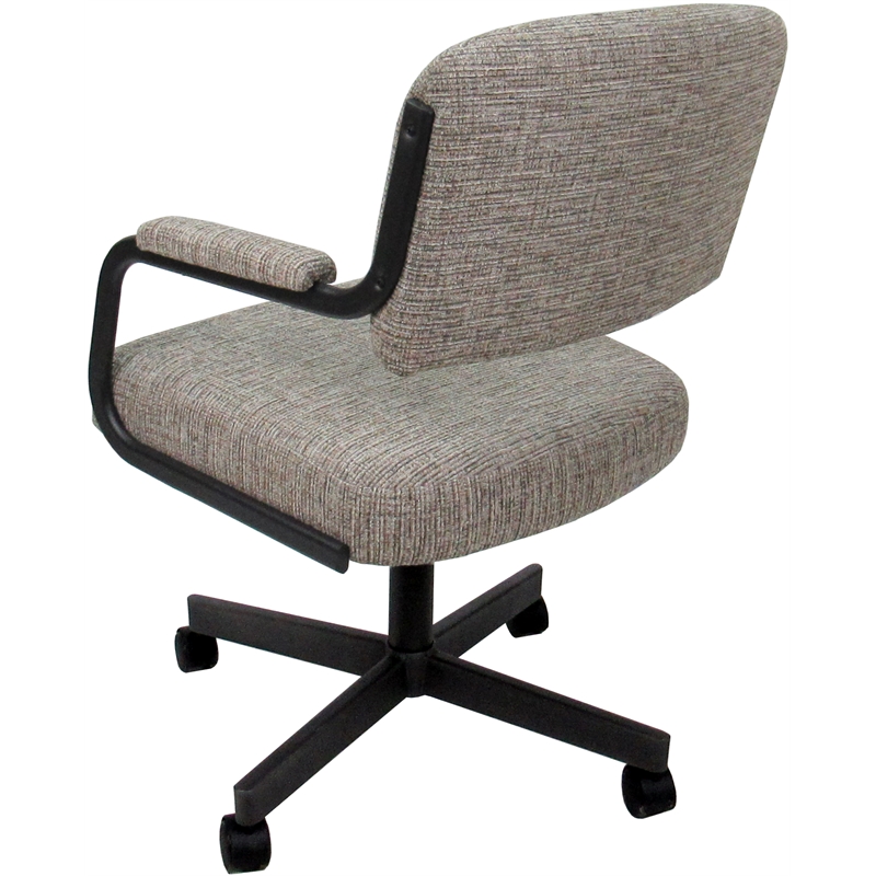 Pemberly Row Swivel Metal Dining Caster Chair in Jetty June Tan in Black