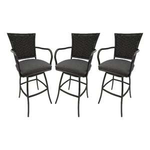 Pemberly Row Set of 3 Outdoor Indoor Counter 26&quot Bar Stool in Brown Frame