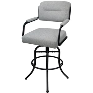 Pemberly Row Swivel Tilt Metal Bar Stool 30&quot in Hemsath Slate Stone Black Frame