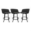 Pemberly Row Swivel Extra Tall Vinyl & Metal Bar Stool Charcoal Gray Set of 3