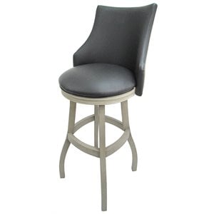 Pemberly Row 34&quot Swivel Wood Extra Tall Bar Stool in Gray White