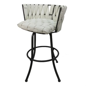 Pemberly Row Swivel Counter Stool 26&quot Seat in White Vinyl Gray Metal Base