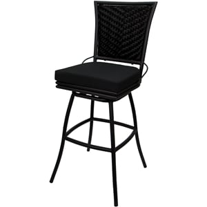 Pemberly Row Outdoor or Indoor Metal Bar Stool 30&quot Seat in Black Fabric in Black