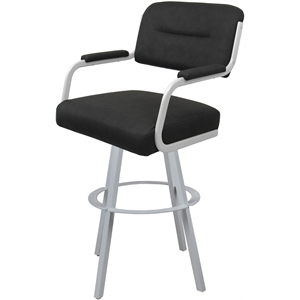 Pemberly Row Swivel Counter Metal Bar Stool 26&quot in Gray Vinyl in White