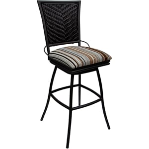 Pemberly Row Outdoor Indoor Swivel Bar Stool 30&quot Armless Driftwood Nutmeg Black