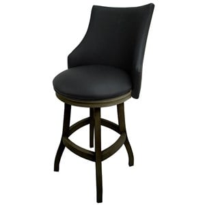 Pemberly Row Contemporary 30&quot Swivel Wood Bar Stool in Black Dark Shadow