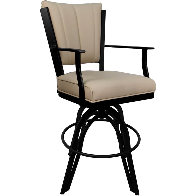Pemberly Row Leather Counter Swivel Metal Bar Stool 26