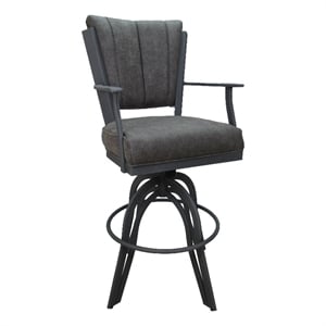 Pemberly Row Swivel Tilt Counter Stool 26&quot in NW Elk Charcoal Fabric Gray Metal