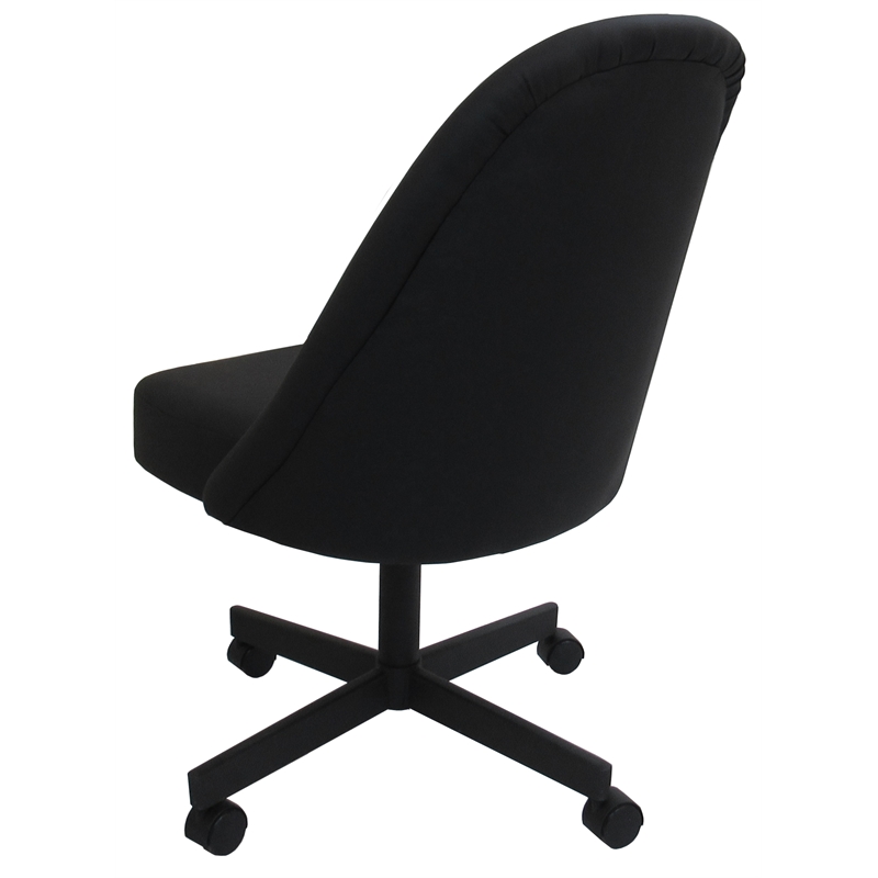 Pemberly Row Swivel Metal Dining Caster Chair in Black Vinyl in Black Base