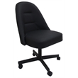 Pemberly Row Swivel Metal Dining Caster Chair in Black Vinyl in Black Base