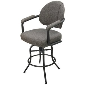 Pemberly Row 30&quot Vinyl Upholstered Swivel Tilt Bar Stool in Mojave Gray