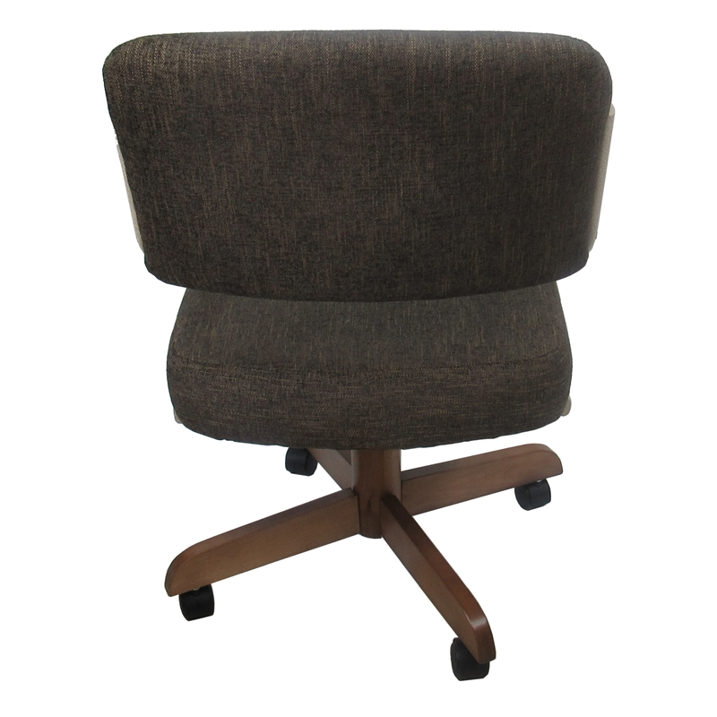 Pemberly Row Swivel Tilt Kitchen Caster Chair with Wheels in Sanora Brown Beige
