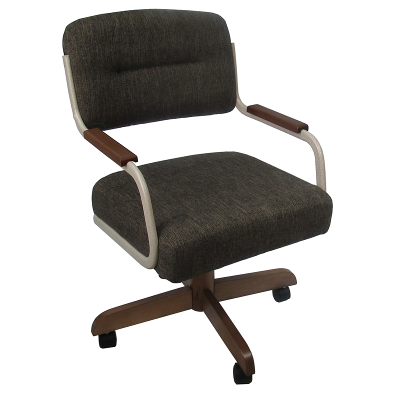 Pemberly Row Swivel Tilt Kitchen Caster Chair with Wheels in Sanora Brown Beige