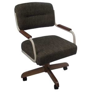 Pemberly Row Swivel Tilt Kitchen Caster Chair with Wheels in Sanora Brown Beige