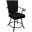 Pemberly Row Outdoor/Indoor Patio Dining Set in Black Fabric in Black Frame