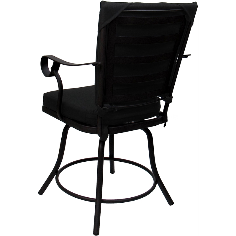 Pemberly Row Outdoor/Indoor Patio Dining Set in Black Fabric in Black Frame