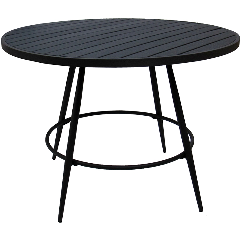 Pemberly Row Outdoor/Indoor Patio Dining Set in Black Fabric in Black Frame