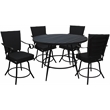 Pemberly Row Outdoor/Indoor Patio Dining Set in Black Fabric in Black Frame