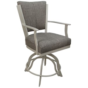 Pemberly Row Swivel Tilt Metal Counter Stool 24&quot Seat in Cocoa Fabric Beige
