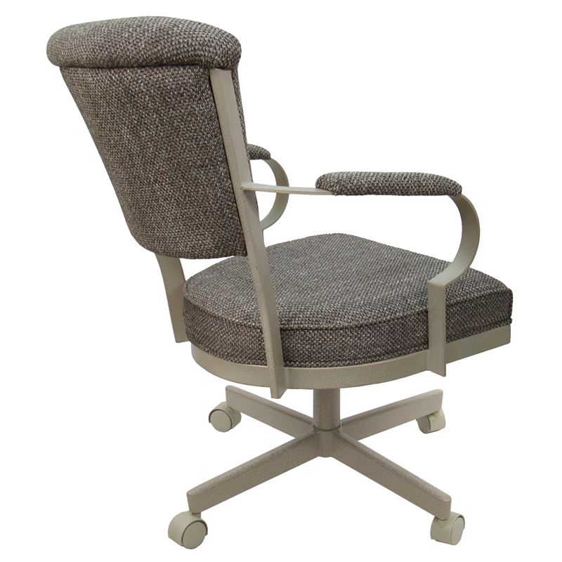 Pemberly Row Set of 4 Swivel Metal Caster Dining Chairs with Upholstered Seat