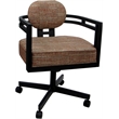 Pemberly Row Swivel Metal Dining Caster Chair in Madder Red Fabric Black