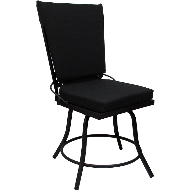 Pemberly Row Outdoor or Indoor Patio Dining Chair without Arms in Black Fabric