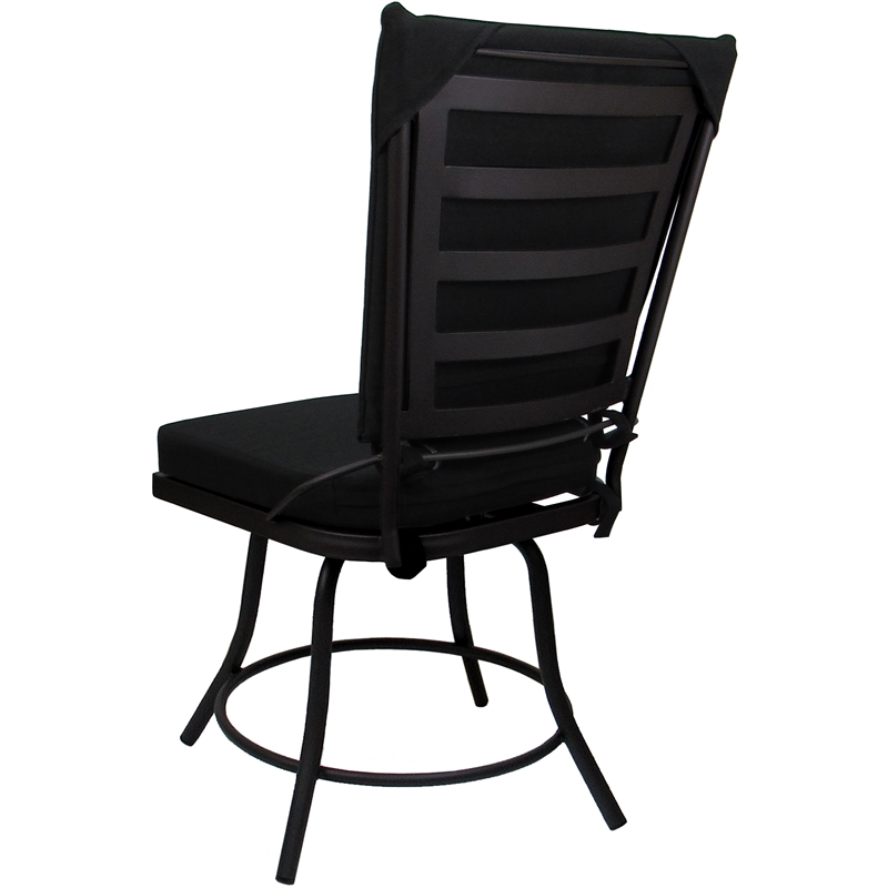 Pemberly Row Outdoor or Indoor Patio Dining Chair without Arms in Black Fabric