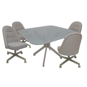 Pemberly Row Dinette Swivel Caster Chairs with Crackle Glass in Ocean Beige