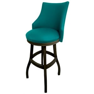 Pemberly Row 34&quot Wood Swivel Bar Stool with Full Back in Teal Blue/Shadow