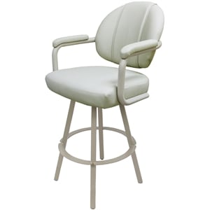 Pemberly Row Swivel Extra Tall Metal 34&quot Bar Stool in Ocean Beige Vinyl Beige