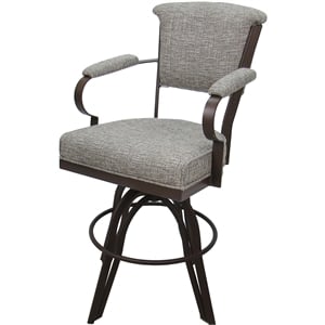 Pemberly Row Swivel Tilt Metal Counter Stool 26&quot Seat in Tan Fabric Brown Frame