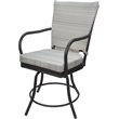 Pemberly Row Outdoor/Indoor Patio Dining Chair with Arms in Cream Fabric Gray