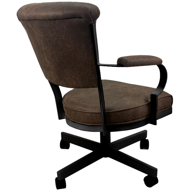 Pemberly Row Swivel Fabric & Metal Caster Dining Chair in Whiskey Brown/Black