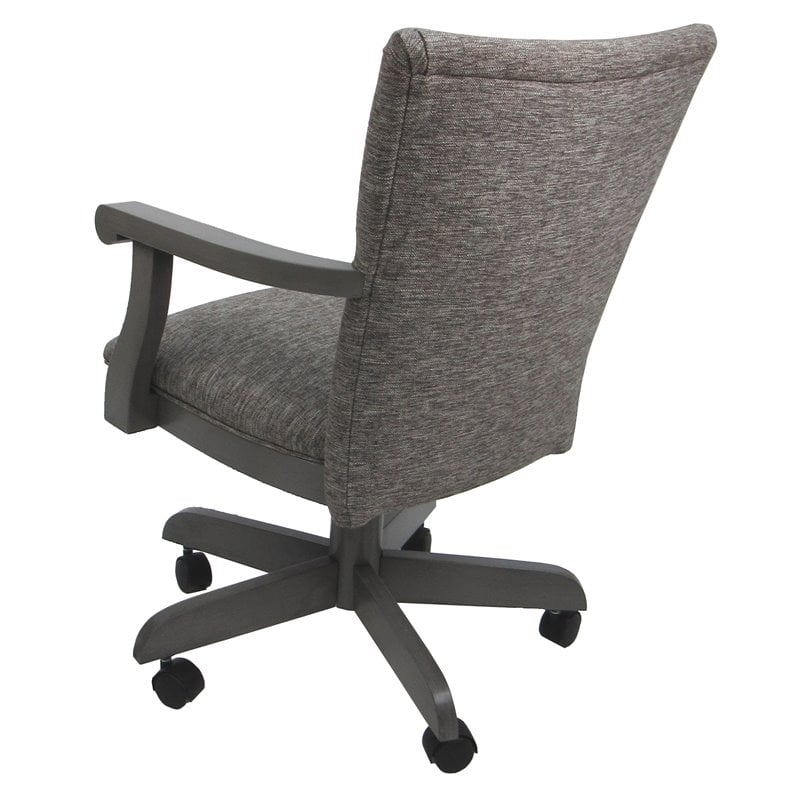 Pemberly Row Swivel Wood Dining Caster Chair with Wheels in Mojave Gray