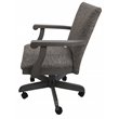Pemberly Row Swivel Wood Dining Caster Chair with Wheels in Mojave Gray
