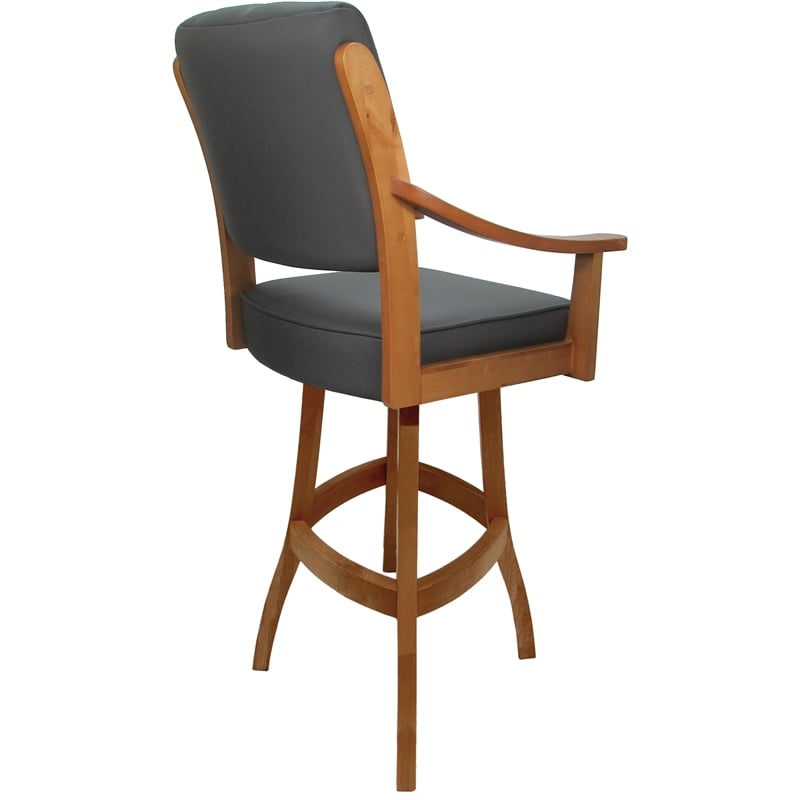Pemberly Row Leather Extra Tall Solid Wood Bar Stool 34