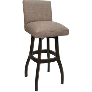 Pemberly Row Extra Tall Solid Wood Bar Stool 34&quot in Beige Fabric Dark Walnut