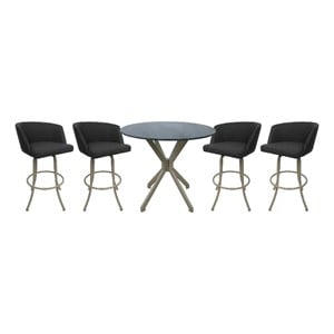 Pemberly Row Pub Set 26&quot Swivel Counter Stools in Charcoal Beige