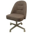 Pemberly Row Dinette Swivel Metal Caster Chairs with Clear Glass in Beige
