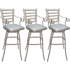 Pemberly Row Set of 3 Extra Tall 34&quot Stool with Arms in Stone Vinyl