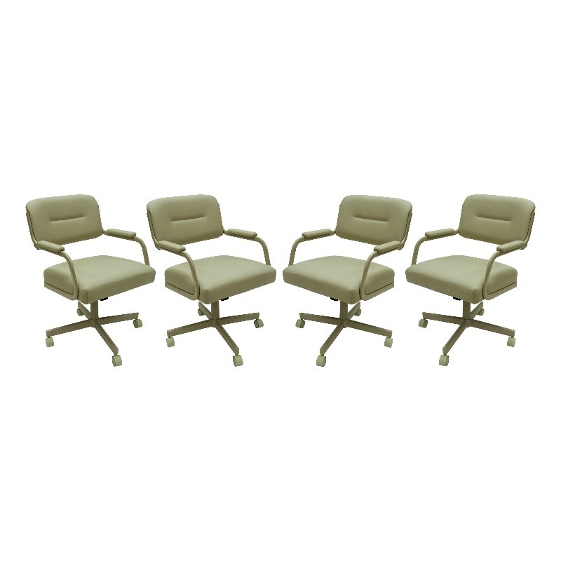 Pemberly Row Set of 4 Swivel Metal Caster Dining Chairs with Arms