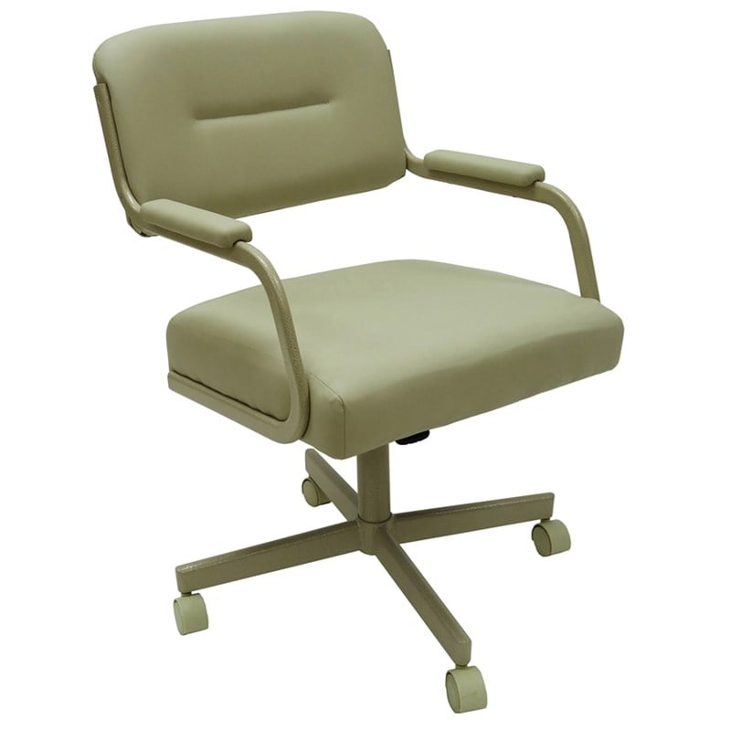 Pemberly Row Set of 4 Swivel Metal Caster Dining Chairs with Arms