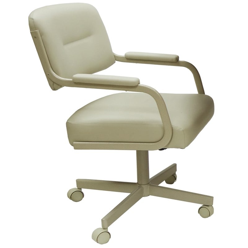 Pemberly Row Set of 4 Swivel Metal Caster Dining Chairs with Arms